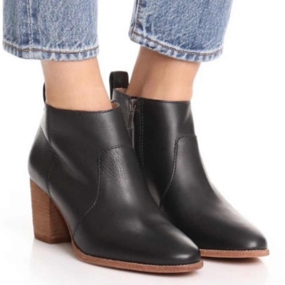 MADEWELL leather comfy black ankle booties women Size 9 “The Brenner”